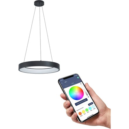 EGLO connect.z Marghera-Z Smart Hanglamp - Ø 60 cm - Zwart/Wit - Instelbaar RGB & wit licht - Dimbaar - Zigbee