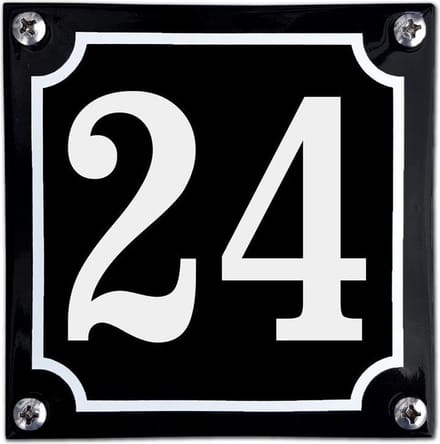 Zwart emaille huisnummer  - 24
