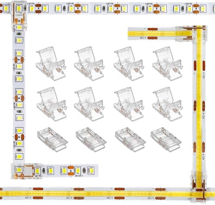 LED Strip Connectoren - Hoekverbinders - Verlichting Installatie - 8mm 2-pins - 12 Stuks