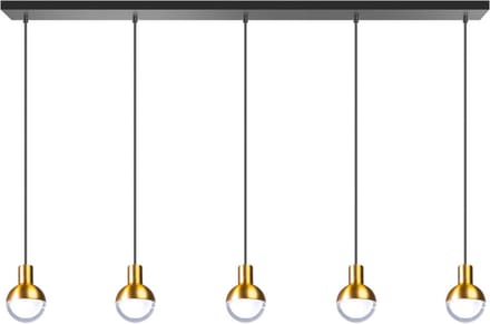 ETH hanglamp Drop 5xGU10 zwart/mat messing