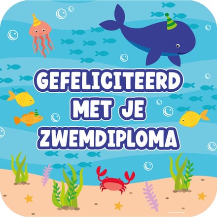 Huldeschild Gefeliciteerd Zwemdiploma