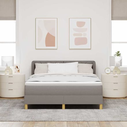 vidaXL - Boxspring - bed - met - hoofdeinde - Taupe - 140 - x - 200 - cm - Stof
