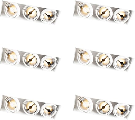 QAZQA Set van 6 Inbouwspot wit AR111 trimless 3-lichts - Oneon