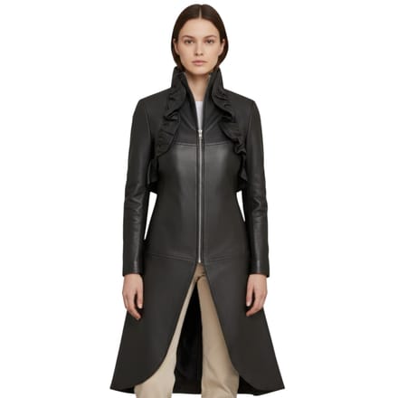 Dames goth zwart leren High Collar Victoriaanse flare-rok rokrok - Telemark