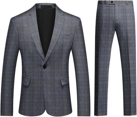 ALLTHEMEN Heren Pak Print - Enkel Knops Middensplit - Tweedelig pak - L