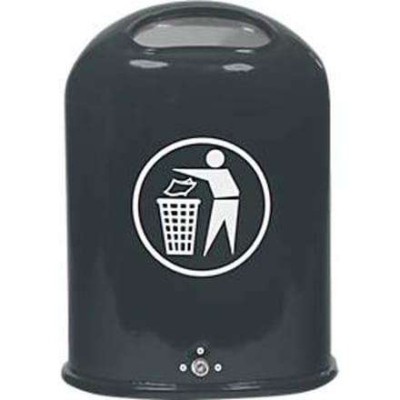 Afvalbak ovaal, 45 liter, met zelfsluitende rvs-klep, antraciet/glans