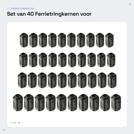 Dailygoods - Set van 40 Ferrietringkernen voor Kabelbeheer