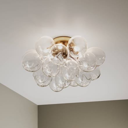 By Rydéns Gross plafondlamp, messing/helder, Ø 50 cm, glas