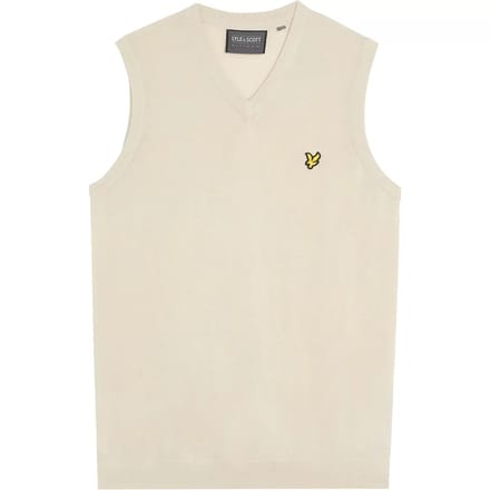 Mouwloze gebreide V-hals merinowol trui Lyle & Scott