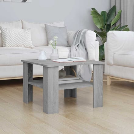 vidaXL - Salontafel - 60x60x42 - cm - bewerkt - hout - grijs - sonoma - eiken