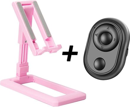 Telefoonstandaard met Bluetooth remote - Roze - TikTok Remote - Telefoonhouder - Schoencadeautjes sinterklaas