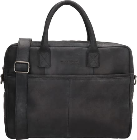 Hide & Stitches Hunter Laptoptas 15,6 inch (34.5x19.4 cm) - 100% Leer - Zwart