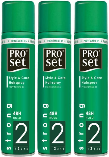 Proset Haarspray Style & Care Nr.2 Strong - 48H Hold - 3 Pack - 3 x 300 ml