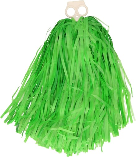 Cheerballs/pompoms - 1x - groen - met franjes en ring handgreep - 28 cm