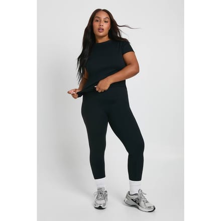 boohoo Dames Plus Superzachte sculpting legging met naaddetail | Zwart | Maat: 46
