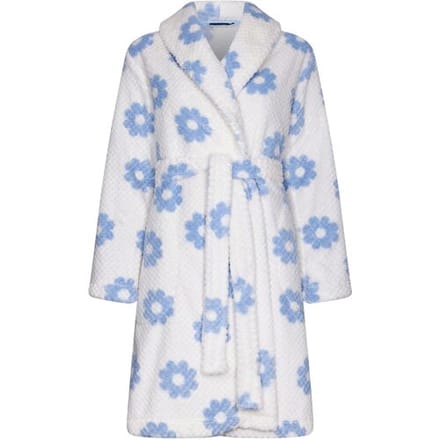Fleece bloemetjes badjas Rebelle - Wit - Maat - XXL