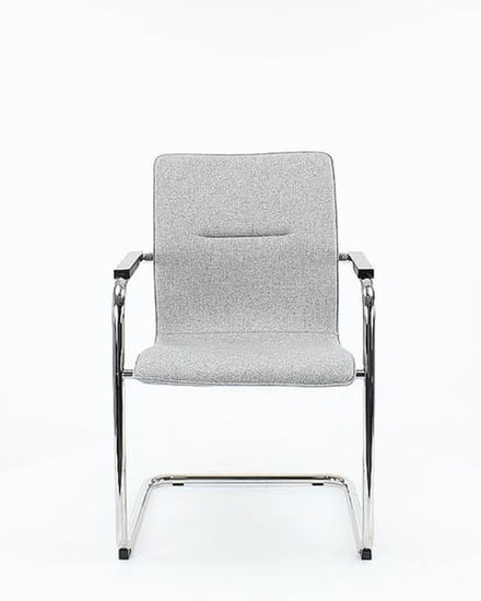 Workliving Vergaderstoel X6 - Sledeframe - Wolvilt 602 middengrijs - frame zwart