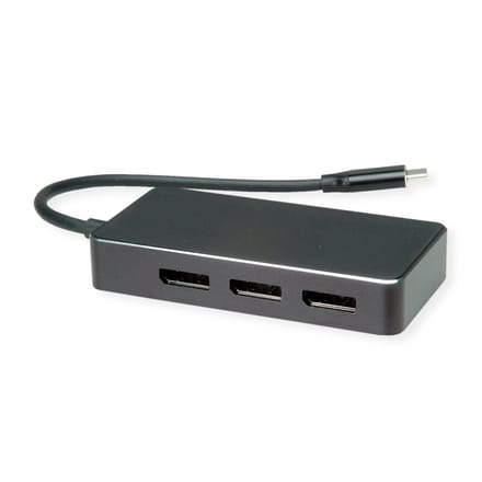 Value USB-C Adapter [1x USB-C stekker - 3x DisplayPort bus] VALUE Multi-Display Adapter USB Typ C - 10 cm 4K UHD