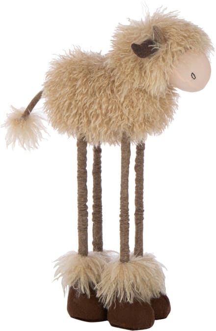 J-Line decoratie Koe Telescopisch - polyester - donkerbruin/beige - small