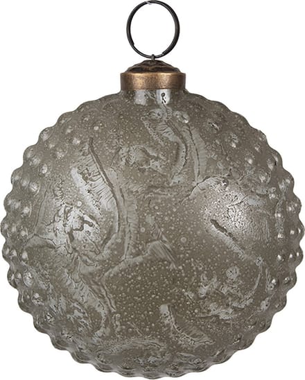 Clayre & Eef Kerstbal Overig Ø 10x5x10 cm Grijs Glas Kerstballen