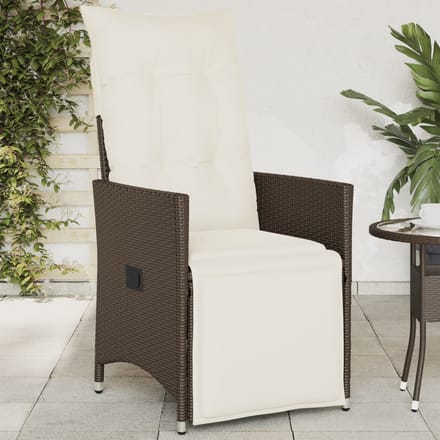 vidaXL - Tuinstoel - verstelbaar - met - kussens - poly - rattan - bruin