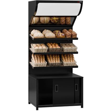 GGM Gastro Broodstelling - MADRID - 900mm - met 3 planken - houtlook eiken zwart