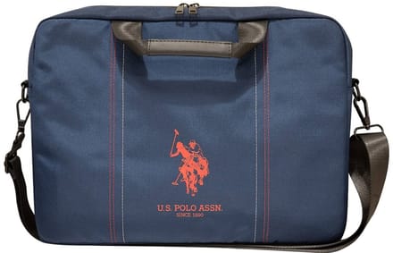 U.S. POLO ASSN., 15'' Laptoptas Model Dubbel Paard, Blauw