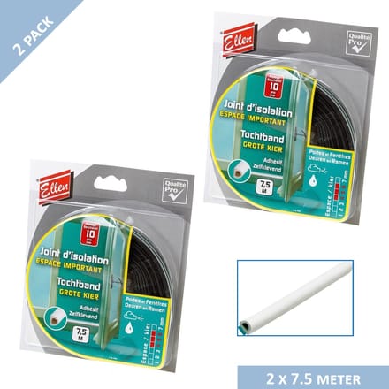 Ellen tochtband - D-profiel - 8 x 6 mm - 15 mtr - Wit