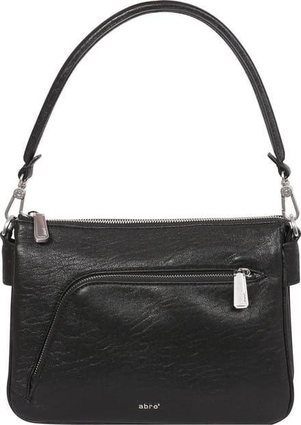 abro Schoudertas Leather Bubble Biker Shoulderbag Black / Nickel Zwart