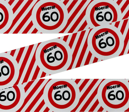3BMT® Afzetlint - Markeerlint rood wit - 60 jaar - verjaardag - 10 meter