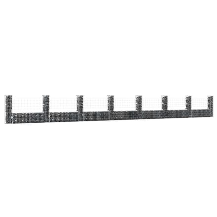 vidaXL - Schanskorf - U-vormig - met - 8 - palen - 860x20x100 - cm - ijzer