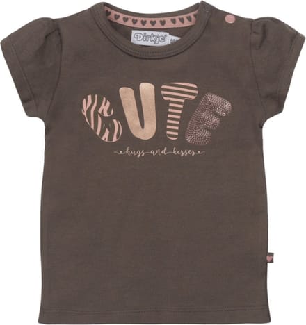 Dirkje - T-shirt - Cute - Grijs - Bruin - Maat 56