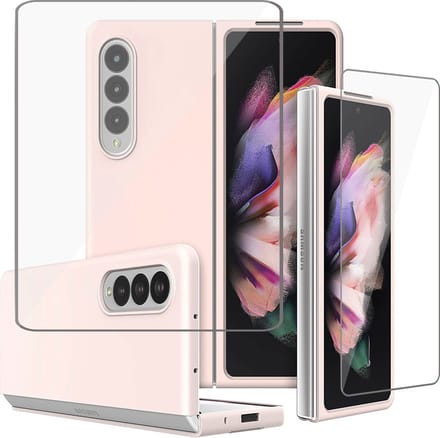 Hoesje + Screenprotector geschikt voor Samsung Galaxy Z Fold 5 - Folie Screen Protector - Extreme Shock Cover Rose