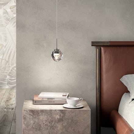 kdln LED hanglamp Dew, chroomkleurig, 1-lamp, Ø 11 cm
