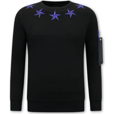Heren Sweater - Royal Stars - Zwart / Blauw
