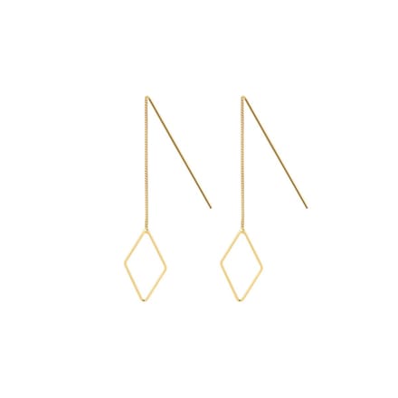 Goud Plated Oorhangers met Ruitje