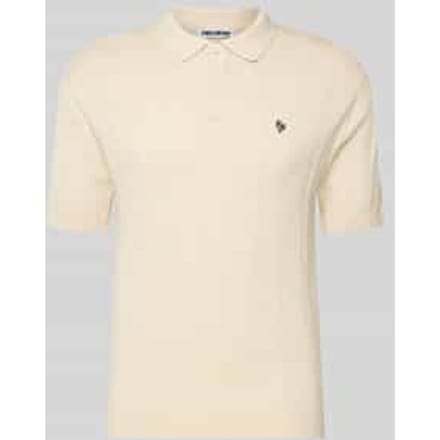 slim fit knitwear-poloshirt met labelstitching