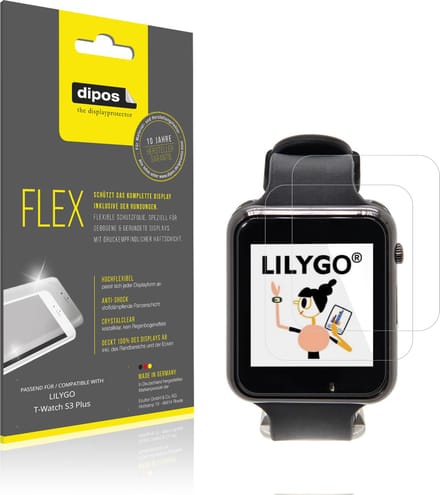 dipos – 2x Beschermfolie geschikt voor LILYGO T-Watch S3 Plus | 3D Full Cover Screenprotector | 100% Passend