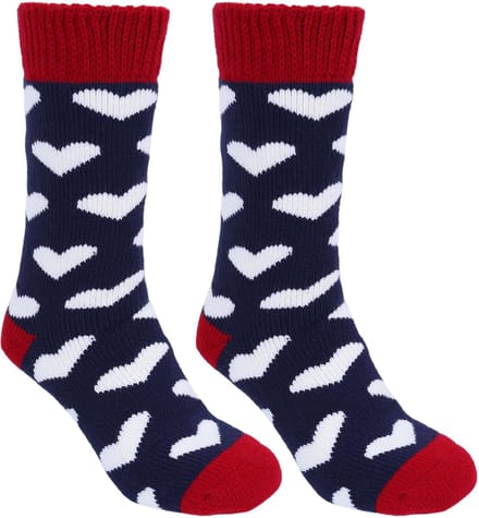 1x Lange, rode sokken met hartvormen - FEET HEATERS
