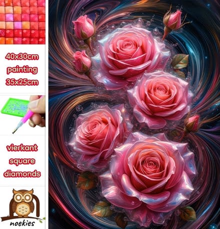 40x30cm Diamond Painting rozen (vierkant) nr 182