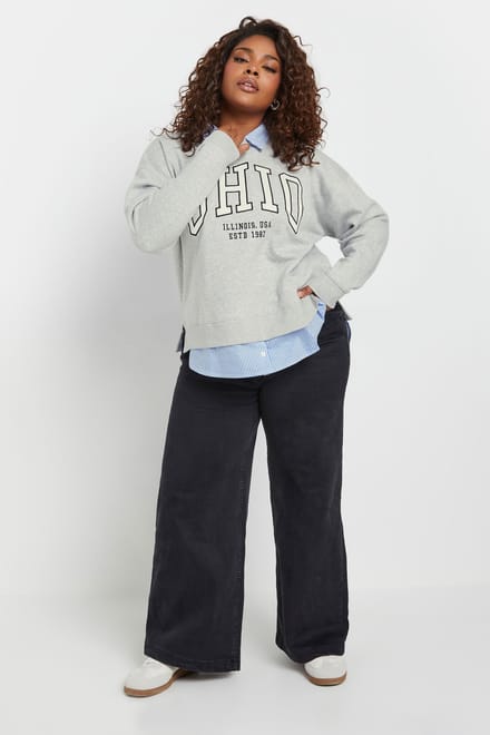 Yours 2In1 Sweatshirt Met 'Ohio' Slogan In Grijs Size 44
