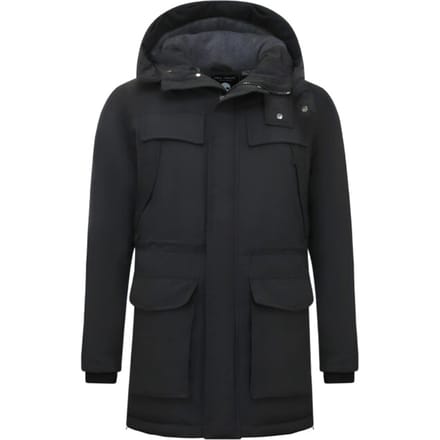 Lange Heren Parka Jas met Capuchon - 891- Zwart