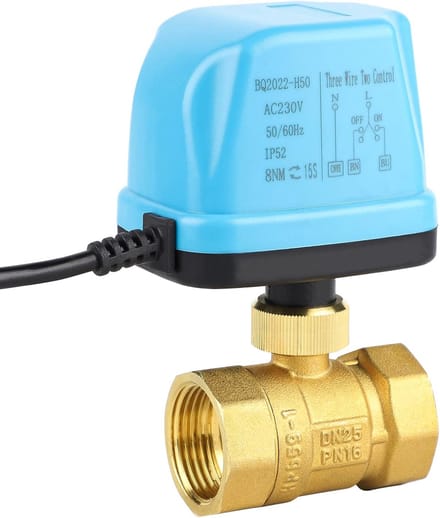 Motorized 2-Way Electromagnetic Valve - DN25 - 1 Inch - 230 V - Electric Brass Ball Valve - Motorized Ball Valve - Blauw