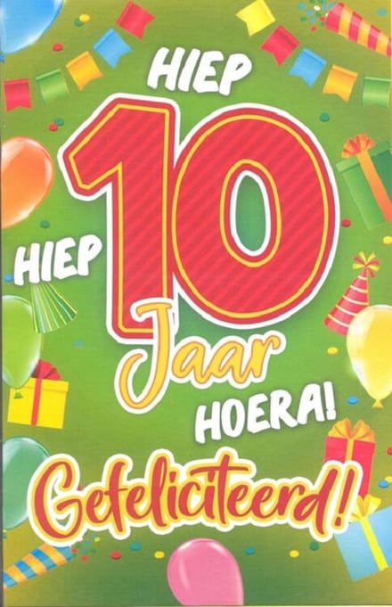 Wenskaart 10 Jaar Hoera Gefeliciteerd - Gratis verzonden