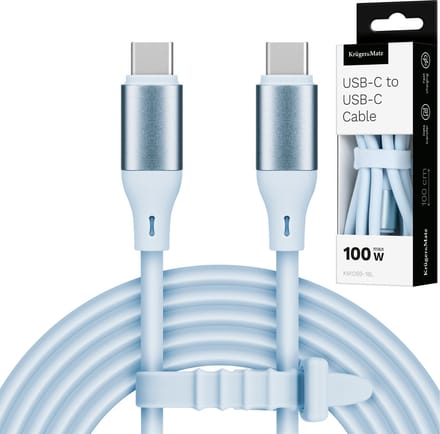 Krüger&Matz KM1269 - USB-C Kabel - 100W - 1m - Siliconen - Blauw