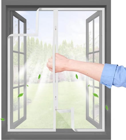 Raamhor met rits - Insectenwering - Buitenruimte - Zelfklevend klittenband - 105 x 140 cm - Wit