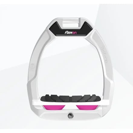 Veiligheidsstijgbeugels Paardrijden Hellend Grip Wit/Wit/Roze Flex-On Safe-On