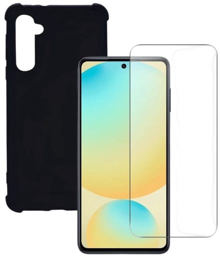 Shockproof Hoesje Geschikt voor: Samsung Galaxy S25 Plus - Anti -Shock Silicone - Zwart + 2x Screenprotector