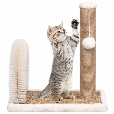 vidaXL - Kattenkrabpaal - met - borstelboog - en - krabpaal