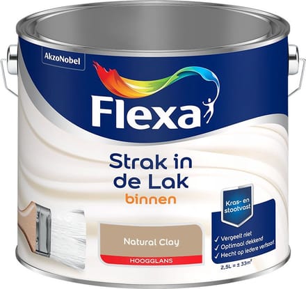 Flexa - Strak In De Lak Binnenlak Hoogglans - Natural Clay - Mengverf - 2,5 L